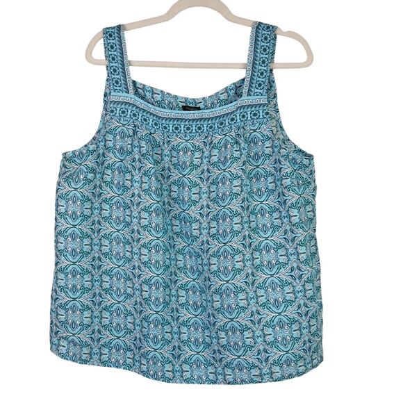 Talbots SZ XL Nantucket Linen Wide Leg Crop Pants & Matching Tank Oval Medallion - Picture 3 of 9